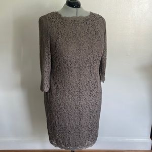 Plus Size 20W Woman's Silver/Taupe Lace Evening Dress by Adrianna Papell